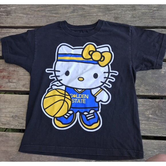 Golden State Warriors Hello Kitty Shirt PlusH Sz Youth Large / small Adult Rare - Picture 1 of 4